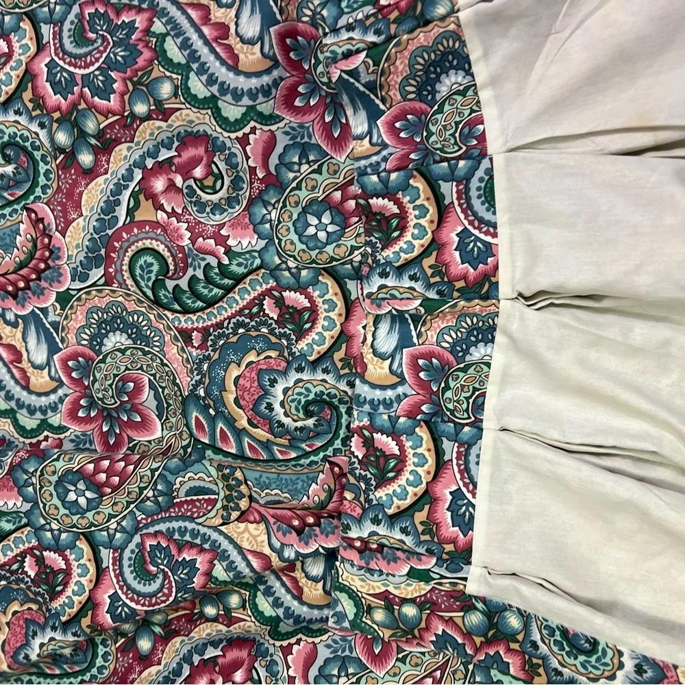 2 Paisley Floral Lined Curtain Panels Pink Blue Pinch Pleat 82” Long